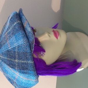 Woody & Blue Bespoke Millinery Blue Plaid Unisex Newsboy Cap